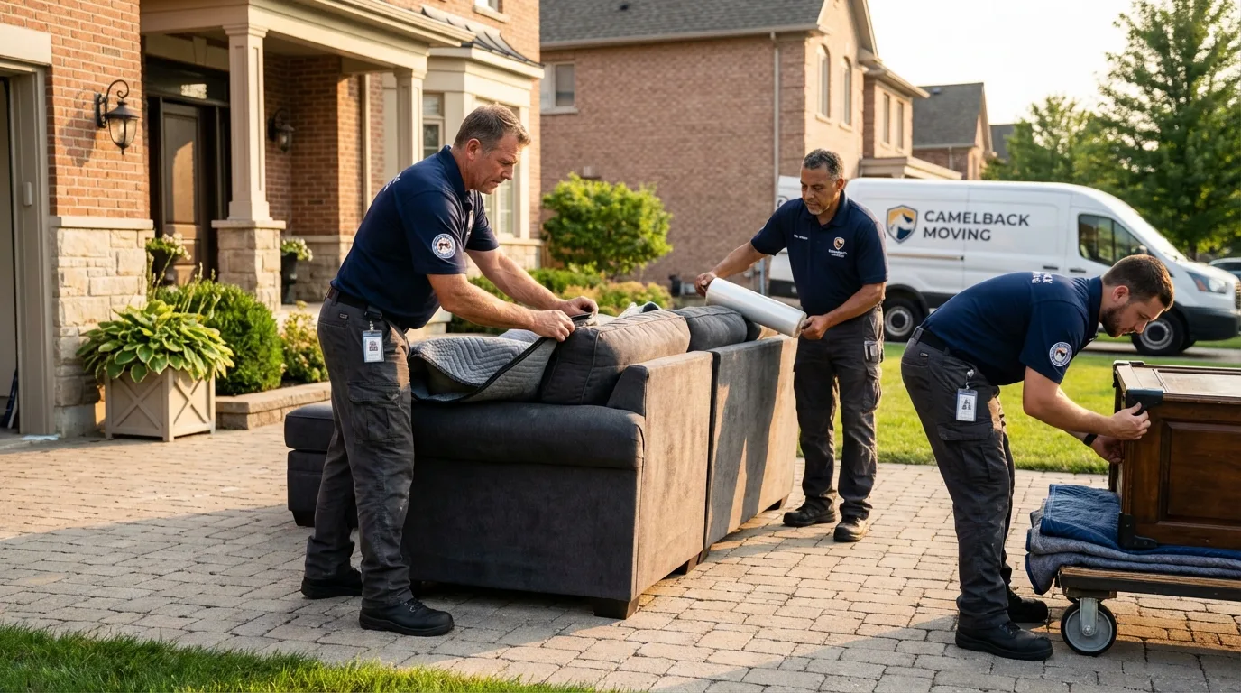Large estate moving crew wrapping furniture in Sharon Hill, PA