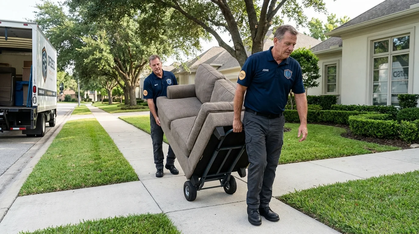 Local residential moving crew loading furniture in Sharon Hill, PA