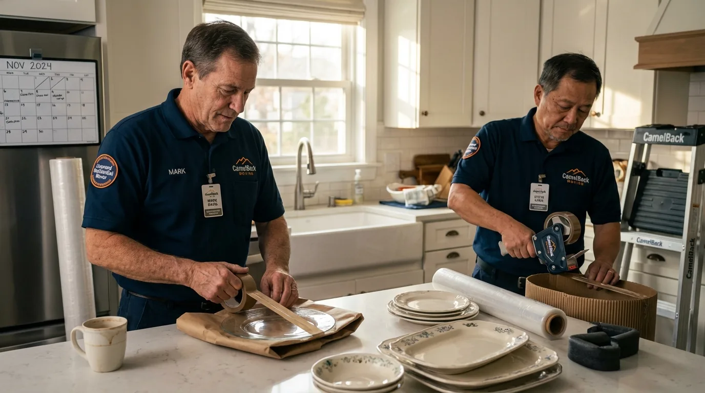 Professional crew packing kitchen dishware in Sharon Hill, PA